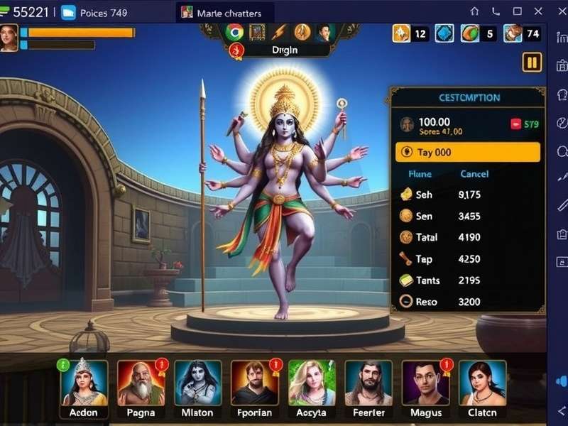 Durga S Eternal Sanctuary gameplay screenshot showing mythological characters